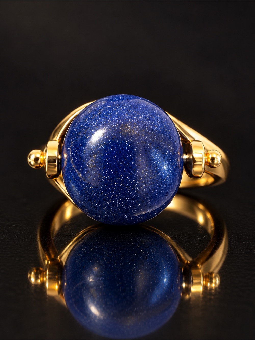 nOir Jewelry Blue Sphere Statement Ring Gold Tone Size 5 NWT